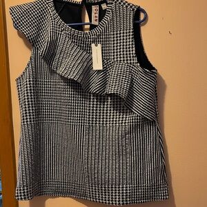 Dolan Black and White Houndstooth Blouse